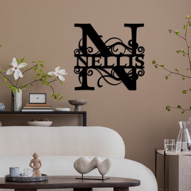 Black Iron Wall Decor Letters - Custom Family Name Sign for Indoor & Outdoor Home Decor