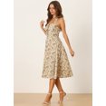 thumbnail image 4 of DARING DIVA Women's Halter Sleeveless Lace Up Floral Midi Dresses L Beige, 4 of 6