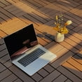 thumbnail image 6 of Miniyam 44-Pack Square 11.8"x11.8" Waterproof Deck Tiles, All-Weather, for Porch, Poolside, Brown(Straight line), 6 of 7