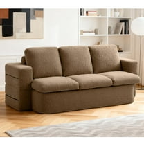 COOLHUT Folding Sofa Bed, Memory Foam 3 Seater Sofa Couch, Convertible Sleeper Sofa with Pillows, High Density Foam Floor Mattress for Living Room/Dorm/Guest/Office, Brown