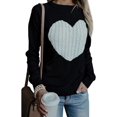 thumbnail image 1 of GHSDFBB Chandail à Manches Longues Col Rond Tricoté avec Cœur pour Femmes Juniors, Hauts d'Hiver, 1 of 6