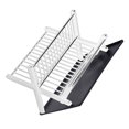 thumbnail image 2 of Estante para platos de 2 niveles, tabla de drenaje de gran capacidad, mantiene el secado, estante plegable para platos para cocina, color blanco, 2 of 14