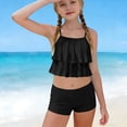 thumbnail image 2 of AHTJRT Girls Tankini Swimsuit Layered Flounce Spaghetti Strap Tank Tops with Mini Shorts Swimwear Two Pieces Summer Beach Surfing Batihng Suits Black 170, 2 of 9