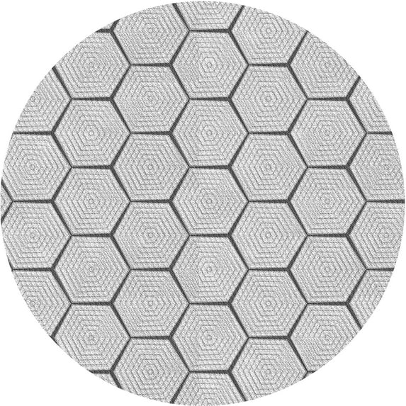 Ahgly Company Indoor Round Patterned Platinum Gray Area Rugs, 4' Round