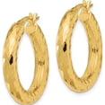thumbnail image 2 of 14K Yellow Gold Polished 4Mm Diamond-Cut Hoop Earrings (Width 24.2) (Length 25.3) - Jbsp, 2 of 5