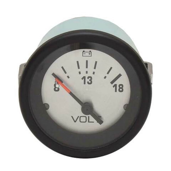 VeeThree Boat Voltmeter Gauge 69924 | 2 Inch Black Silver