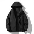 thumbnail image 2 of WTOBBY Men's Colorblock Outdoor Jacket, Unisex Loose Fit Hiking Camping Rain Coat, Windproof Water Resistant Mountaineering Jacket with Hood for Trekking Travel,Black XL, 2 of 4