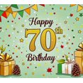 thumbnail image 4 of Happy 70th Birthday Background Banner with Fall Leaves Stars and Gift Boxes Party Supplies for Birthday Party Photography Props Backdrop Decors, 4 of 8