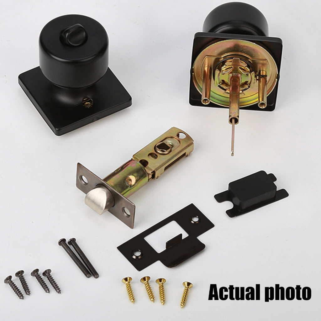 KCAHPAN Matte Black Sturdy Zinc Alloy Door Knobs Featuring Lock and Key Suitable for Bedroom and Bathroom Door Decoration