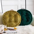 thumbnail image 3 of Namzi Diamond Pattern Chair Pads with Handle Soft Comfy Velvet Seat Chair Cushion for Dining Chairs, Office Chairs, Hardwood Floors (Dark Green,Diameter 16"), 3 of 5