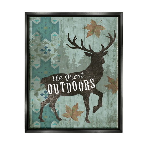 Stupell The Great Outdoors Deer Silhouette Animals & Insects Painting Black Floater Framed Art Print Wall Art