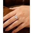 thumbnail image 3 of vylahjewellery Women's Oval Cut Moissanite Engagement Anniversary Ring, 14K Vermeil White Gold Bezel Set with Trillion Cut Side Stones Proposal Rings Promise Wedding Ring, 3 of 8