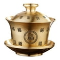 thumbnail image 3 of flameer Chinese Gaiwan Tea Set Brass Ornaments Decorative Tea Cup and Saucer Traditional fu word, 3 of 8