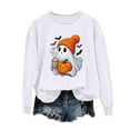 thumbnail image 2 of Womens Sweatshirts Halloween Printed Round Neck Long Sleeved Sweatshirts White, 2 of 4