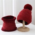 thumbnail image 4 of Audhol Scarf Hat Womens Earmuffs Add Flocking Thermal Cycling Warm Winter Hat Knitting Scarf Hat Face Scarf Mask for Women Wine One Size, 4 of 4