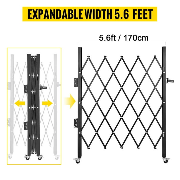 VEVOR Puerta de seguridad plegable individual, 48" H x 66" W Puerta de puerta plegable, puerta de seguridad de acordeón de acero, puerta de seguridad de expansión flexible, puerta de barricada