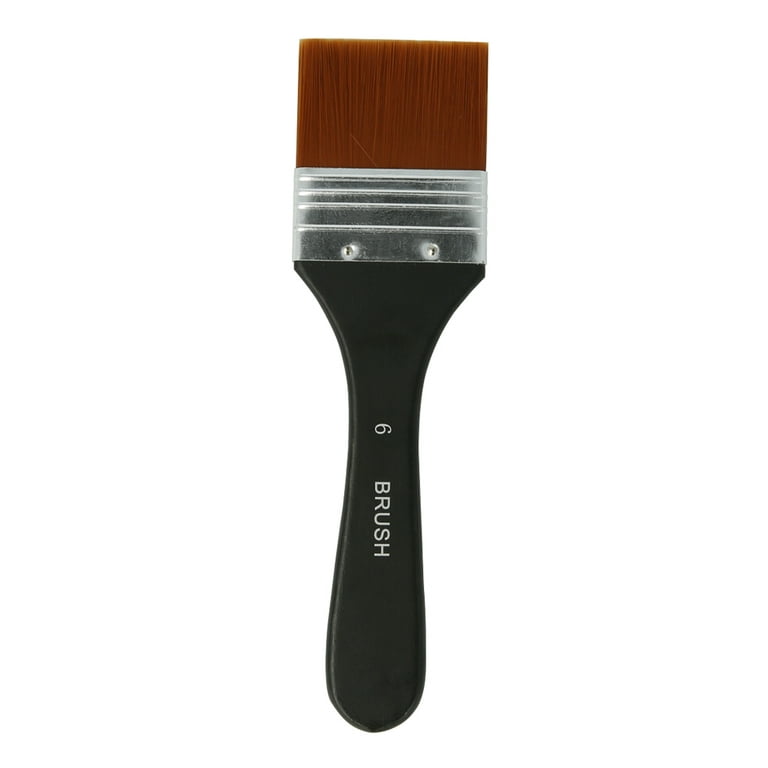 Meterk 1pc Professional Flat Paint Brush Nylon Trim Art Paintbrush Wooden  Handle for Gesso Glues Varnishes Paint Acrylic Oil Gouache Watercolor Wall  Painting Furniture Household 