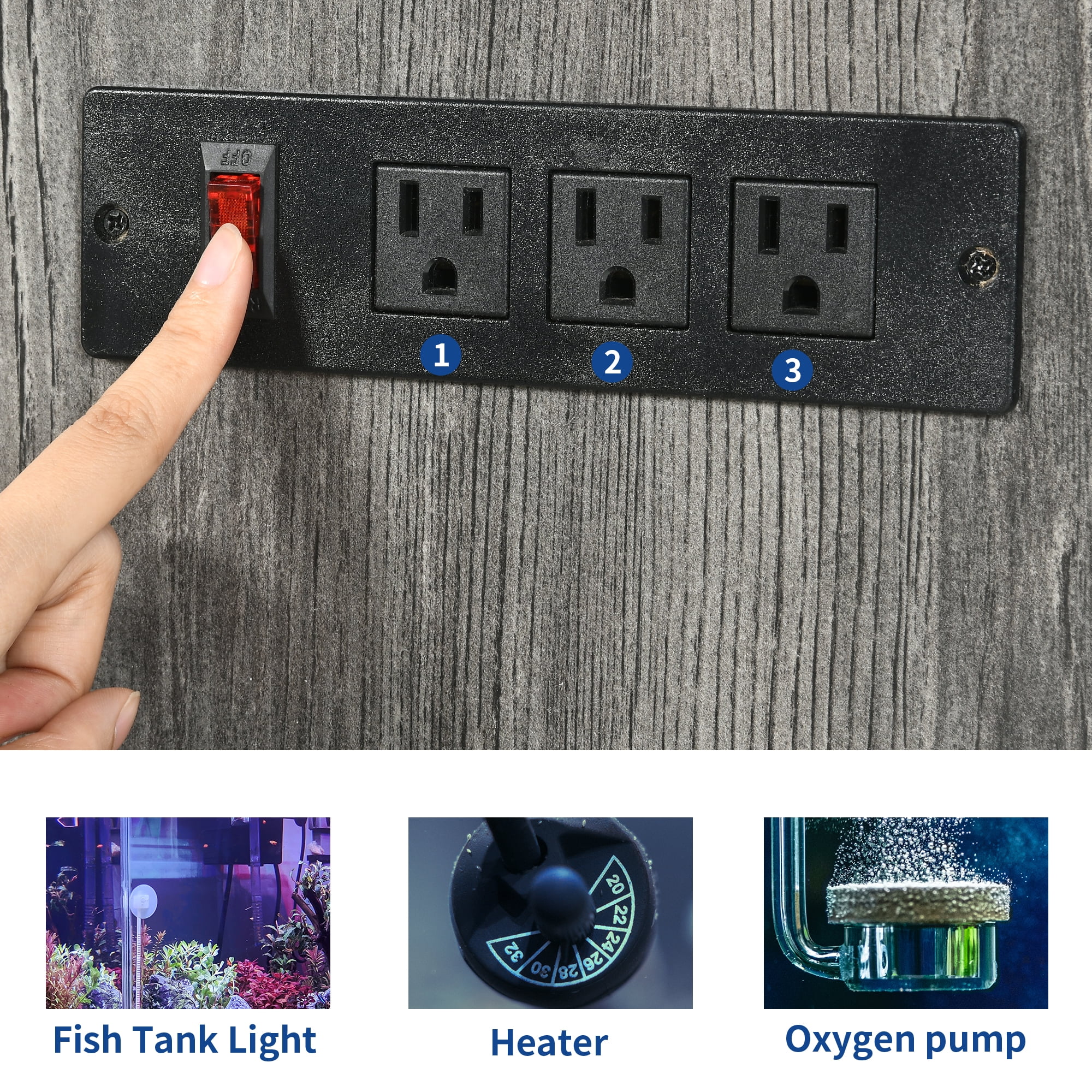 DEXTRUS Heavy Duty Metal Aquarium Stand with Power Outlets - Suitable for 55-75 Gallon Fish Tank Stand, Turtle Tank, Reptile Terrarium (880lbs Capacity) - Grey