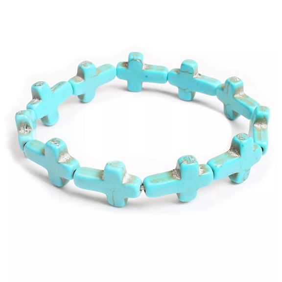 QQTDFG 1PC Turquoise Cross Shape Beads Minimalist Bracelet Set-default