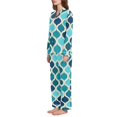 thumbnail image 2 of FORMRS Womens Pajama Set Long Sleeve Top and Pants with Pockets Soft Comfy Lounge Sleepwear, Sizes S-2XL, Blue Geometric Pattern, 2 of 7