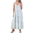 thumbnail image 4 of INSPIRE CHIC Vestido Maxi Boho Sin Mangas de Verano con Flores y Tirantes para Mujeres M Azul, 4 of 6