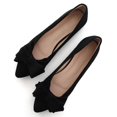 thumbnail image 1 of Zapatillas de ballet SAILING LU Bow-Knot para mujer, ante negras, talla 4.5, 1 of 7