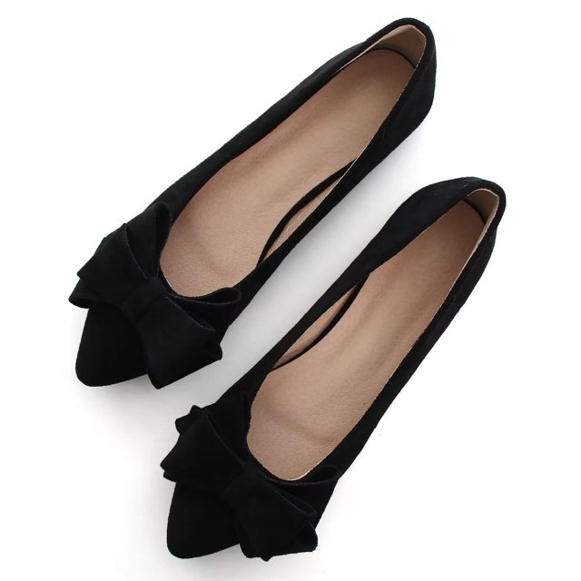 Zapatillas de ballet SAILING LU Bow-Knot para mujer, ante negras, talla 4.5