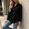 thumbnail image 4 of Tqcoqu Women's Collared Long Sleeve Solid Blouse Loose Casual Shirt with Heart Decorative Buttons, 4 of 6