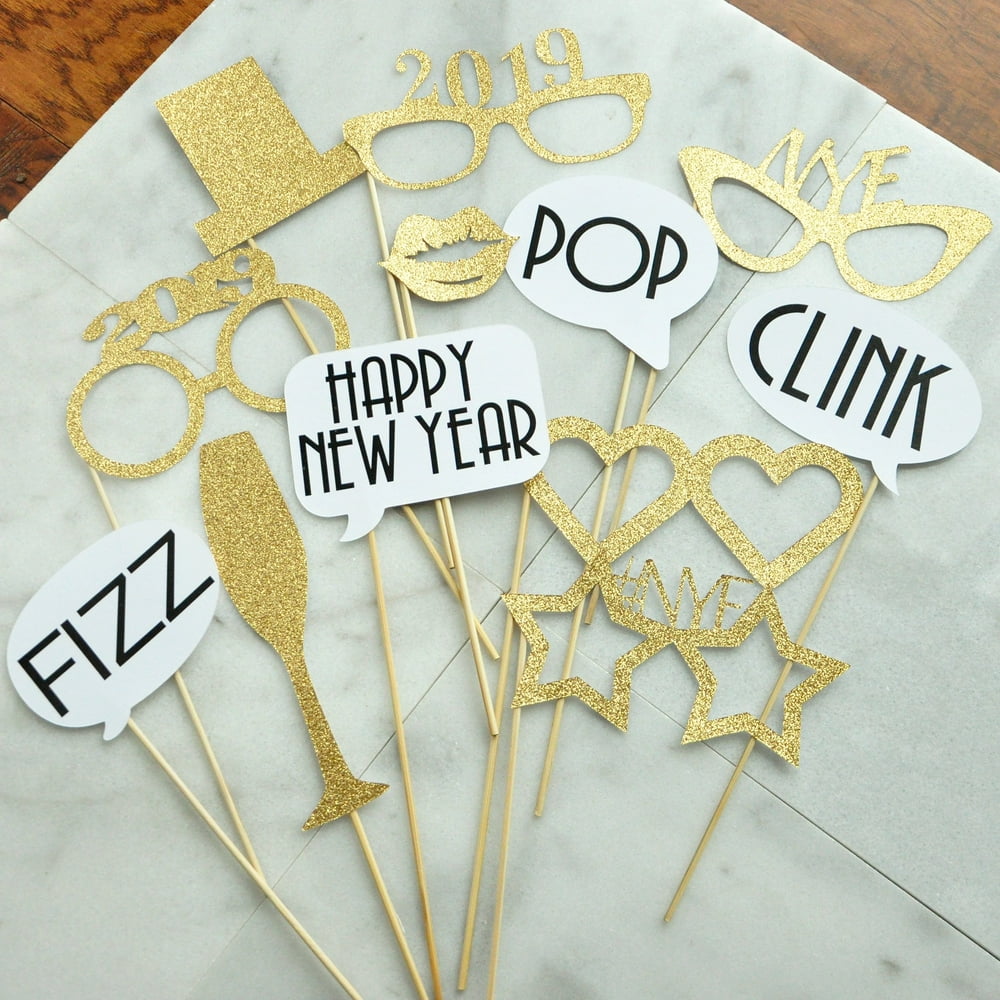 New Years Eve Photo Booth Props. Set of 12 Props. New
