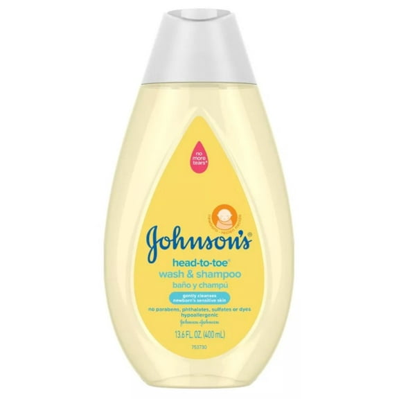 Johnson's Head-To-Toe Gentle Tear-Free Baby Wash & Shampoo, Sensitive Skin, 13.6 fl. oz (Pack of 2)