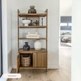 thumbnail image 5 of Nathan James Jasper 3-Shelf Solid Wood Boho Bookshelf, Wall Mounted Bookshelf with Cabinet with Fluted Doors, Light Brown, 5 of 9