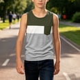 thumbnail image 6 of Asxite Toddler Boys Tank Top Contrast Color Pocket Sleeveless Crew Neck Casual Summer Blouses 3-14Y, 6 of 6