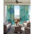 thumbnail image 6 of Aqua Gray Shell Coral Blackout Curtains for Bedroom Living Room Darkening Curtains 90 Inch Coastal Summer Beach Nautical Ocean Black Out Window Curtain Privacy Window Treatment Drapes 52"x90"x2, 6 of 9