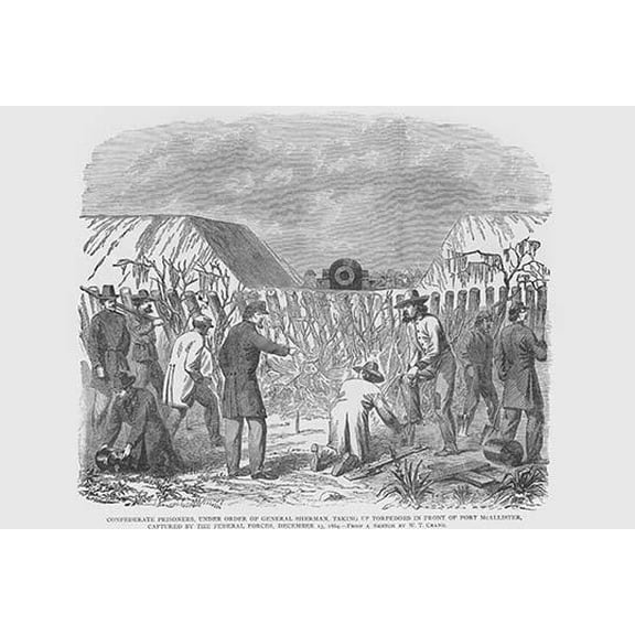 General Sherman orders that Confederate Prisoners dig up Mines-Fine Art Canvas Print (20" x 30")