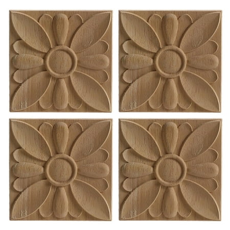 

Wooden Carved Appliques Carving Decal Center Craft Unpainted home Decoration for Dresser Bed Door Cabinet Wardrobe Ceiling - 8 style