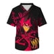 thumbnail image 1 of Hazbin Hotel Hombres de manga corta con cuello en V Impreso bolsillo en el pecho Top Rosa/XL, 1 of 3