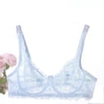 thumbnail image 4 of Ohufall Bras for Women Lace Bowknot Floral Solid Color Bra Breathable Relaxed Fashion Underwear, 4 of 4