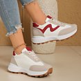 thumbnail image 2 of Rokment Womens Vintage Platform Fashion Sneakers Trendy Casual Color Block Suede Skate Shoes Comfortable Running Walking Tennis Non Slip Work Footwear Red Size 7, 2 of 5