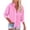 *Pink, variant on ClodeEU Women's V Neck Short Sleeve Button Loose Fit Shirt Top ,Solid Color Casual Blouse Pink,Womens Plus S