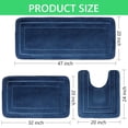 thumbnail image 2 of Hengbo 3 Pcs Large Memory Foam Bath Mat Set Bathroom Rugs Set U Shape Mats for Bath Floor Navy Blue, 2 of 6