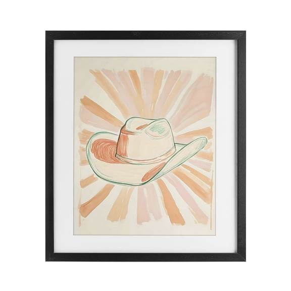 Stupell Industries Modern Sunburst & Cowboy Hat Black Framed Print Under Glass, 13 x 16, by The Prints Vibe