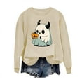 thumbnail image 4 of Halloween Women Sweatshirts Crewneck Pullover Fall Winter Long Sleeve Sweaters Ghost Printed Shirts Casual Blouses Loose Fitting Sweatshirt Top Halloween Costumes, 4 of 5
