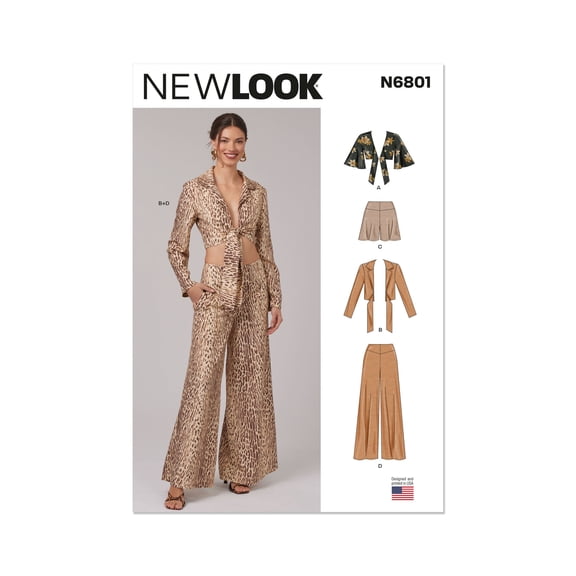 New Look Sewing Pattern 6801 - Misses' Tops, Shorts and Pants, Size: A (6-16)