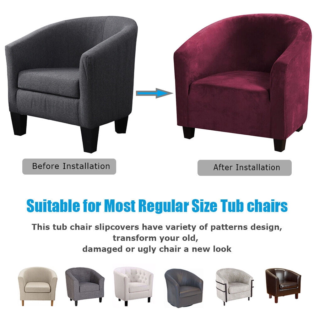 TOPCHANCES Tub Chair Covers for Armchairs, Tub Sofa Slipcover, Polyester Club Chair Slipcover, Stretch Armchair Slipcover for Dining Living Room Office Reception, Burgundy, 1 Pack