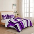 thumbnail image 5 of Twin Quilt Set 68''x86'', Purple White Moire Lightweight Summer Bedspread Coverlet Set with 2 Pillow Shams, Modern Abstract Art Breathable All Season Quilt Bedding for Dorm/Bedroom, 5 of 9