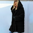 thumbnail image 2 of QATAINLAV Sales Today Hooded Faux Fur Coat Women Mid Length Long Sleeve Plush Fluffy Jacket with Pocket Winter Thickening Padded Warm Outwear Hoodies Black XXL, 2 of 9