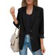 thumbnail image 1 of Blazer informal de negocios para mujer, chaqueta de trabajo de manga larga con abertura frontal y hombreras, moda de otoño 2024, 1 of 8