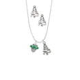 thumbnail image 2 of Delight Jewelry Silvertone Crystal Green Spinner Silver tone Zig Zag Christmas Tree Charm Necklace and Stud Earrings, 2 of 4