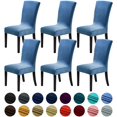 thumbnail image 1 of Velvet Chair Covers for Dining Room Set of 6, Stretchy Dining Chair Covers, Washable Kitchen Chair Slipcovers, Classy Decor for Home and Banquet (Riverside, 6 Pack), 1 of 7