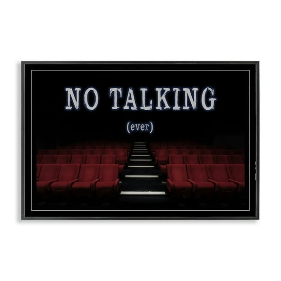 Stupell Industries No Talking Move Theater Entertainment Painting Black Framed Art Print Wall Art, 18 x 12